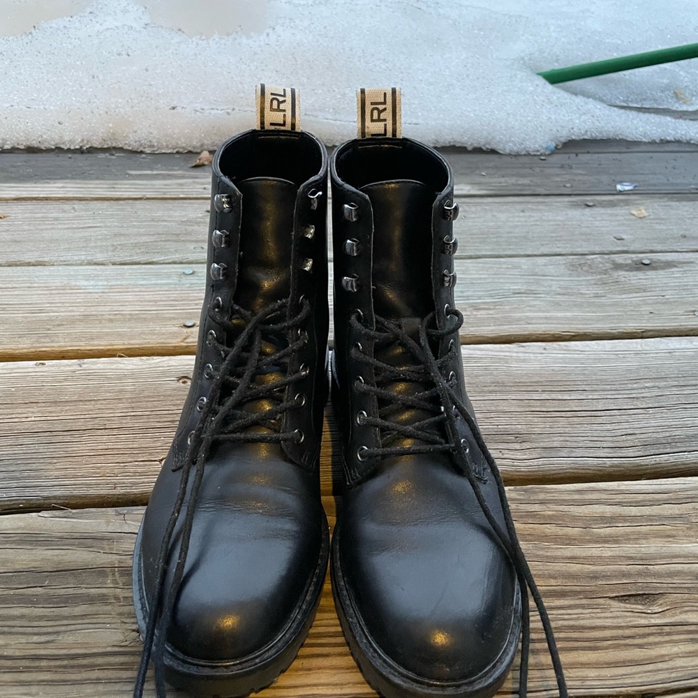 Ralph Lauren Black Leather Boots. Item is in excellent condition.
